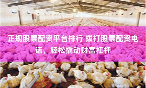 正规股票配资平台排行 拨打股票配资电话，轻松撬动财富杠杆